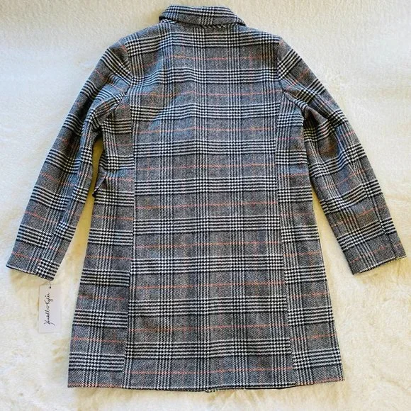 Kendall & Kylie Black & Brown Plaid Menswear-Inspired Winter Coat NWT MSRP $180 - Picture 11 of 16